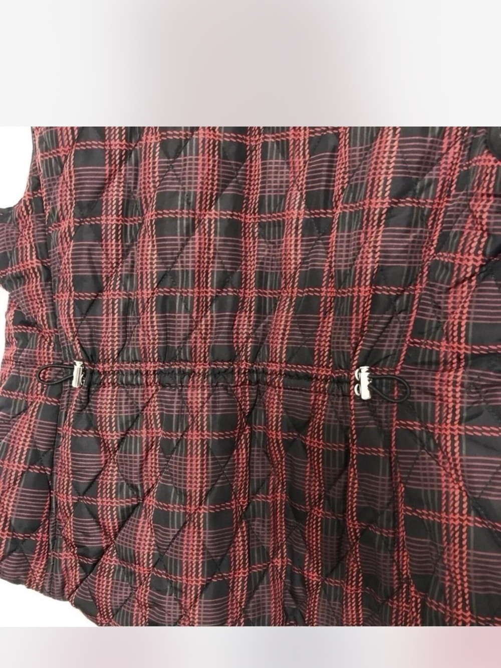 croft & barrow Black and Red Plaid Quilted Jacket Lining - Picture 7 of 10